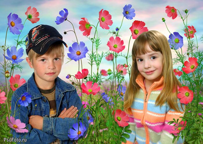 коллаж детский групповой цветы 